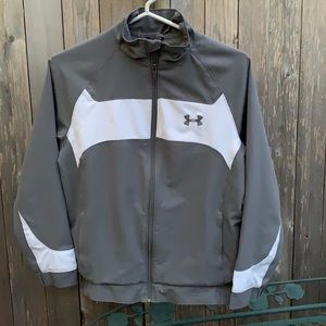 Under Amour full zip warm up jacket gray and white